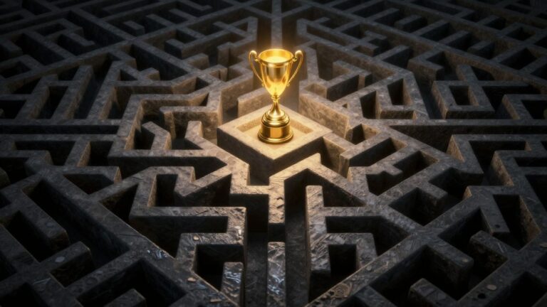 Keyword difficulty maze with trophy