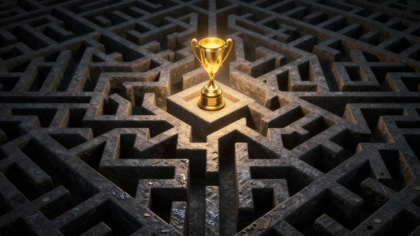 Keyword difficulty maze with trophy